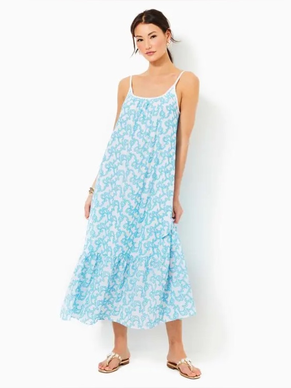 Lilly Pulitzer Amerie Embroidered Midi Dress Lunar Blue White